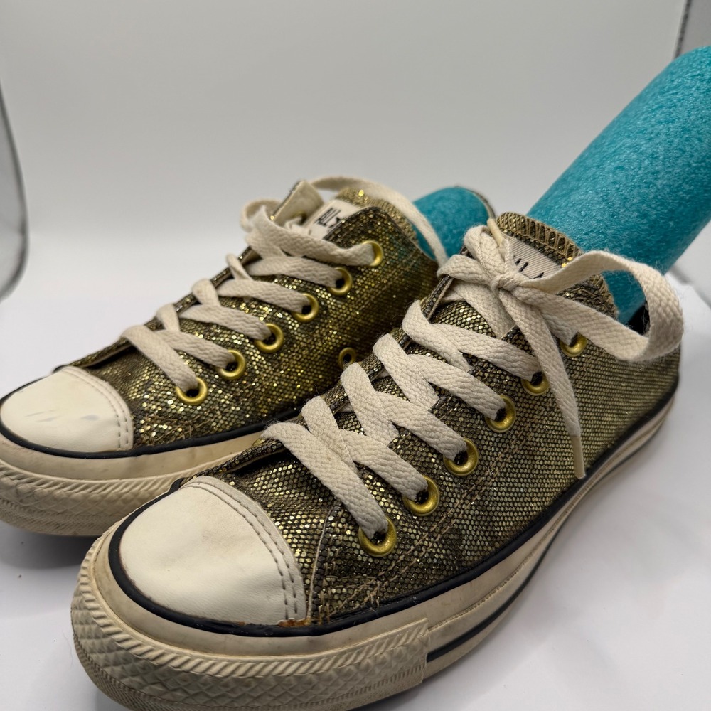 Converse Chuck Taylor All Star Gold Metallic Glitter Low Top Sneakers 6.5